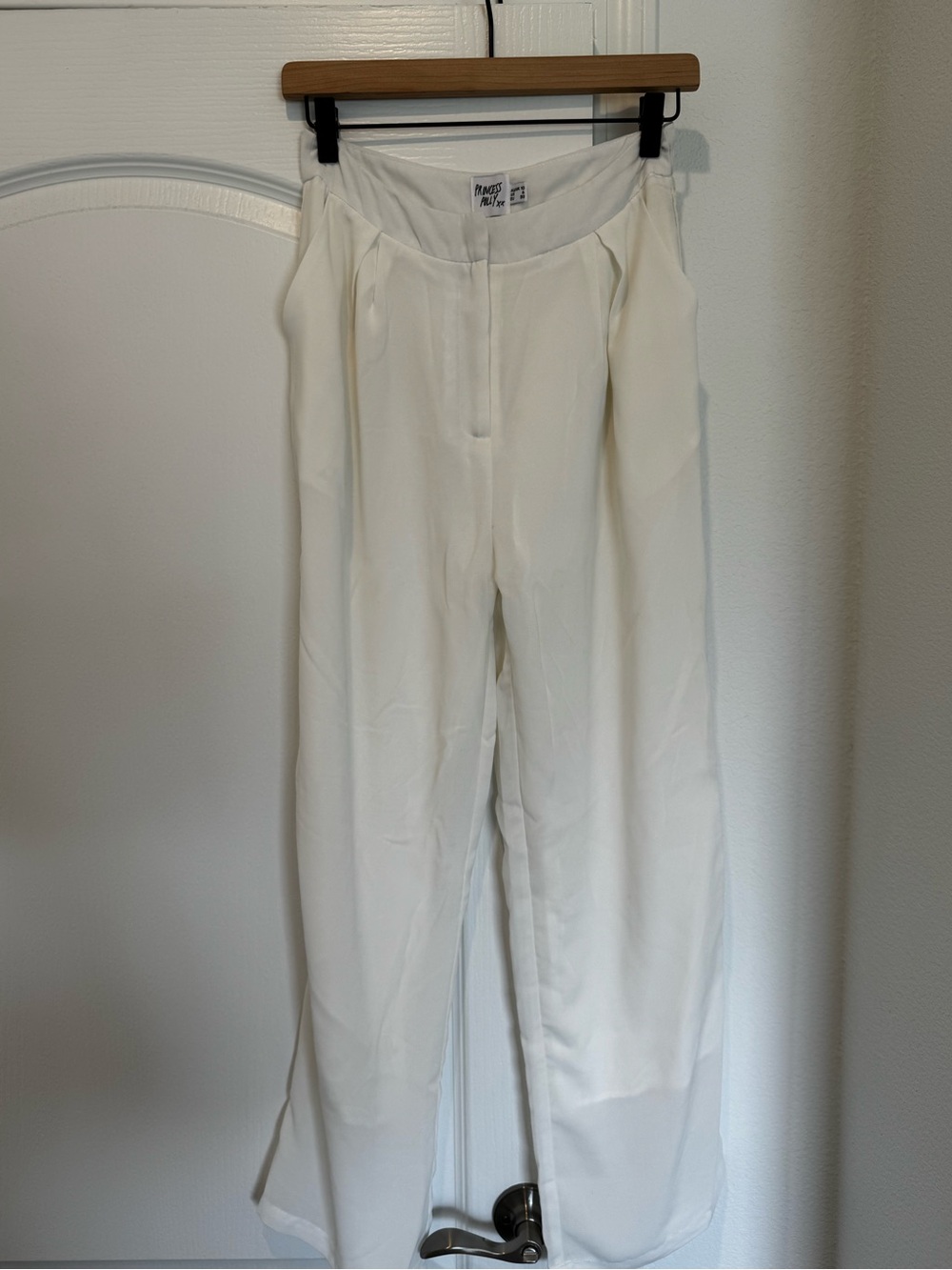 Princess Polly White Wide-Leg High-Rise Pants